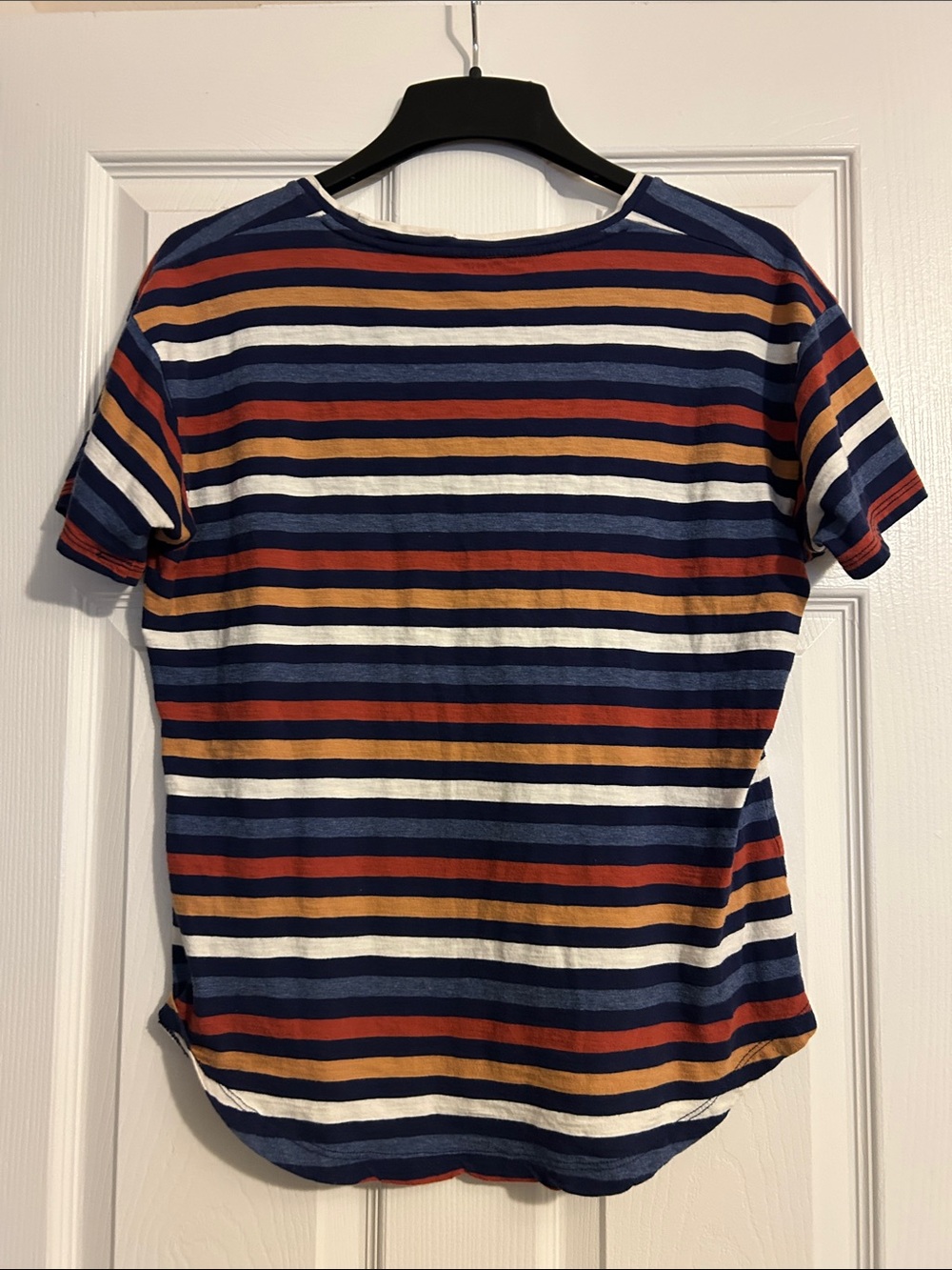 Madewell Navy, Rust & Mustard Striped Short Sleeve Women’s Crewneck - Large - Picture 6 of 6